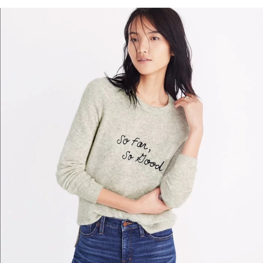Madewell Women's S, So Far So Good Sweater Alpaca Wool Blend Sweater Finger Hole